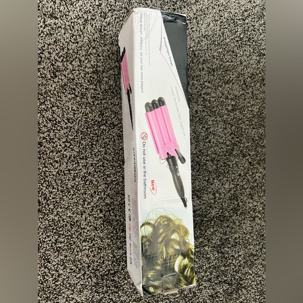 Pink hair wavy curler